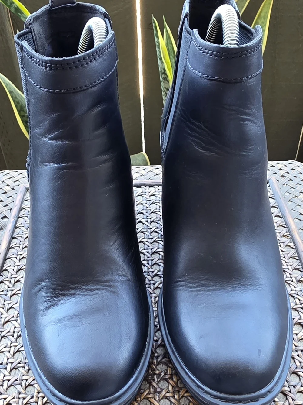 Womens Timberland Black Leather Wedge Boots Sz 8